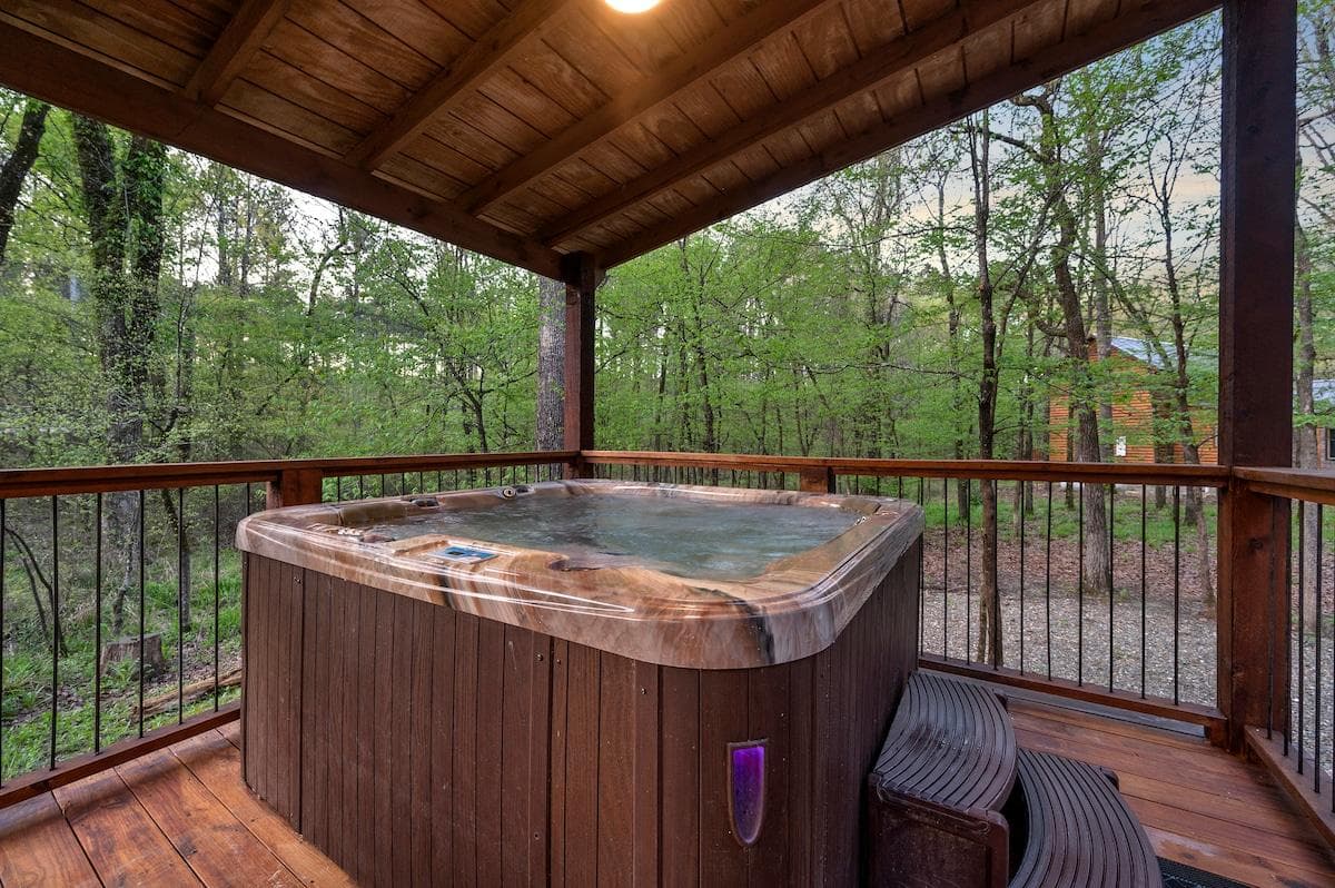 Marvel at the scenic views from the luxury hot tub.