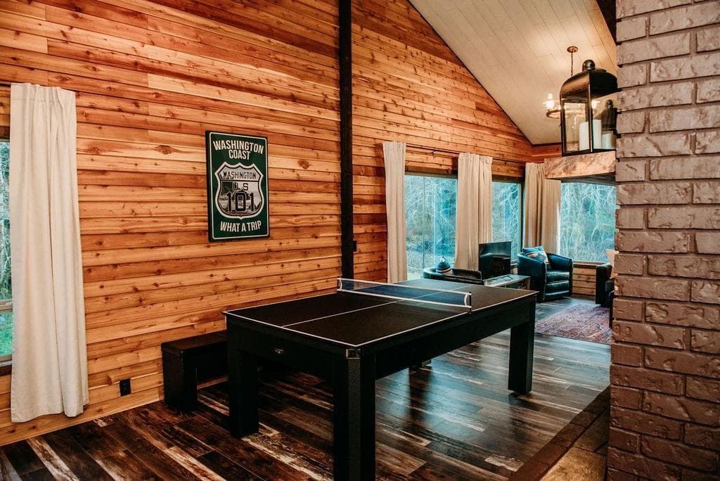 This gaming table can be converted to either a ping pong table, or billiards table.